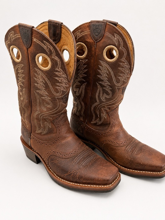 Ariat Other - Ariat Heritage Rougstock Western Brown Leather Cowboy Boots with Square Toe 8D